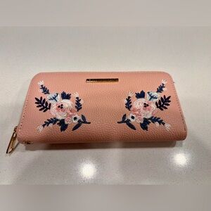 Rampage Blush Floral Embroidered Wallet